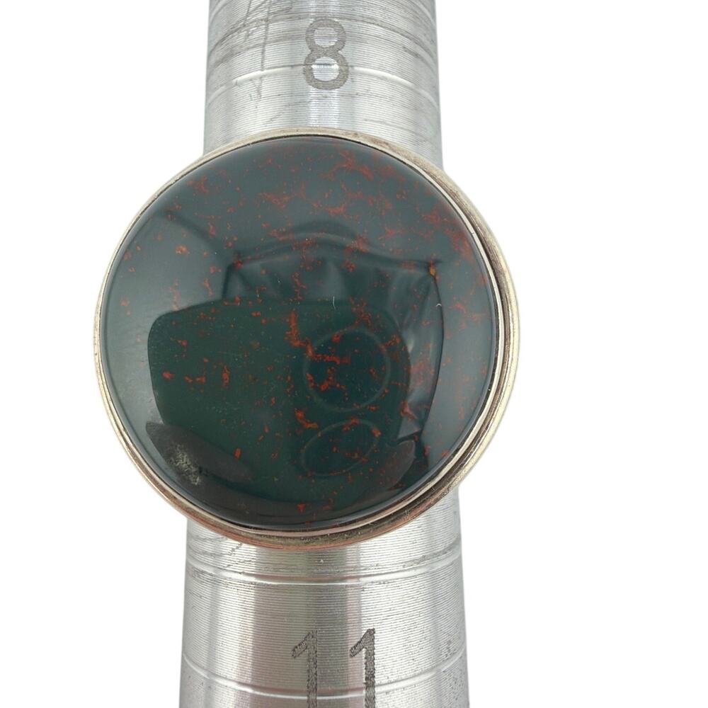 Sterling Silver Genuine Bloodstone Bezel Ring Size 9.5